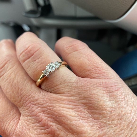 SOLD 1/2 Carat Three Stone Gold & Diamond Ring - Picture 8 of 9